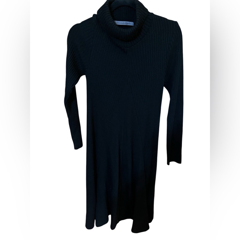 Amanda Charles Black Turtle Neck Sweater Dress NWT